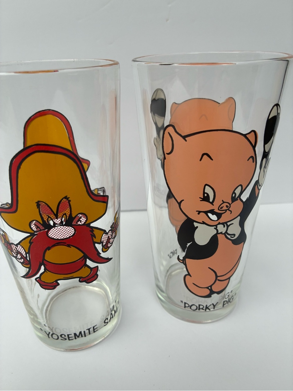 Vintage 1973 Pepsi Looney Tunes Yosemite Sam Porky Pig Glasses Set